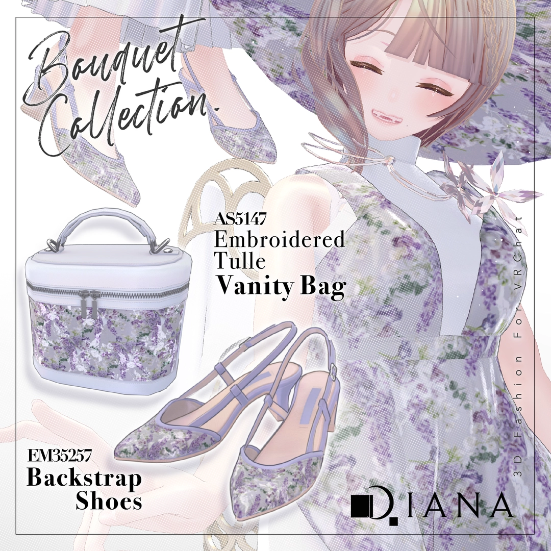 【16アバター対応】ブーケコレクション☆バックストラップシューズ【VRC想定衣装】