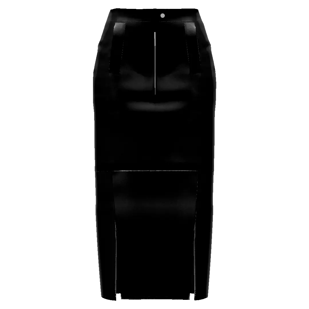 TAG SLIT LONG LEATHER SKIRT