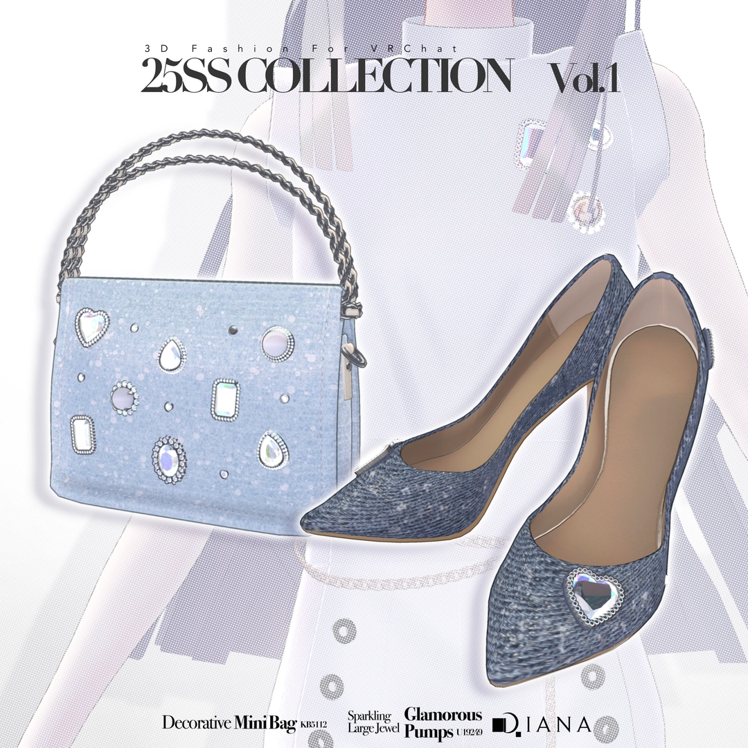 【16アバター対応】キラキラ大粒ビジューつき☆華やか魅せパンプス【VRC想定衣装】